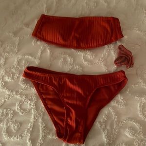 NWOT Orange strapless two piece bathing suit